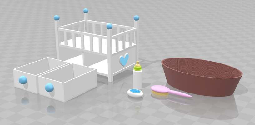 Sylvanian Families and Playmobil compatible baby set | 3d print model