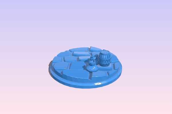 25mm Base with Loot Bags and Barrel | 3d print model