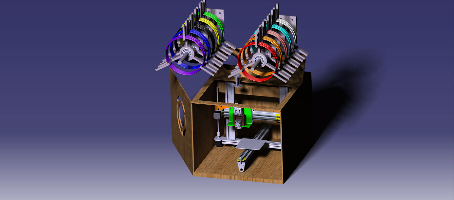 Simple Spool Holder Set-up 100 Printable in 25.2 x 19.9w x 15.0h cm | 3d print model