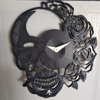 Skull & roses clock | 3d print model