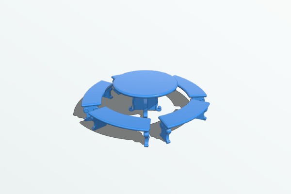 Mesa de cemento con banquitos | 3d print model