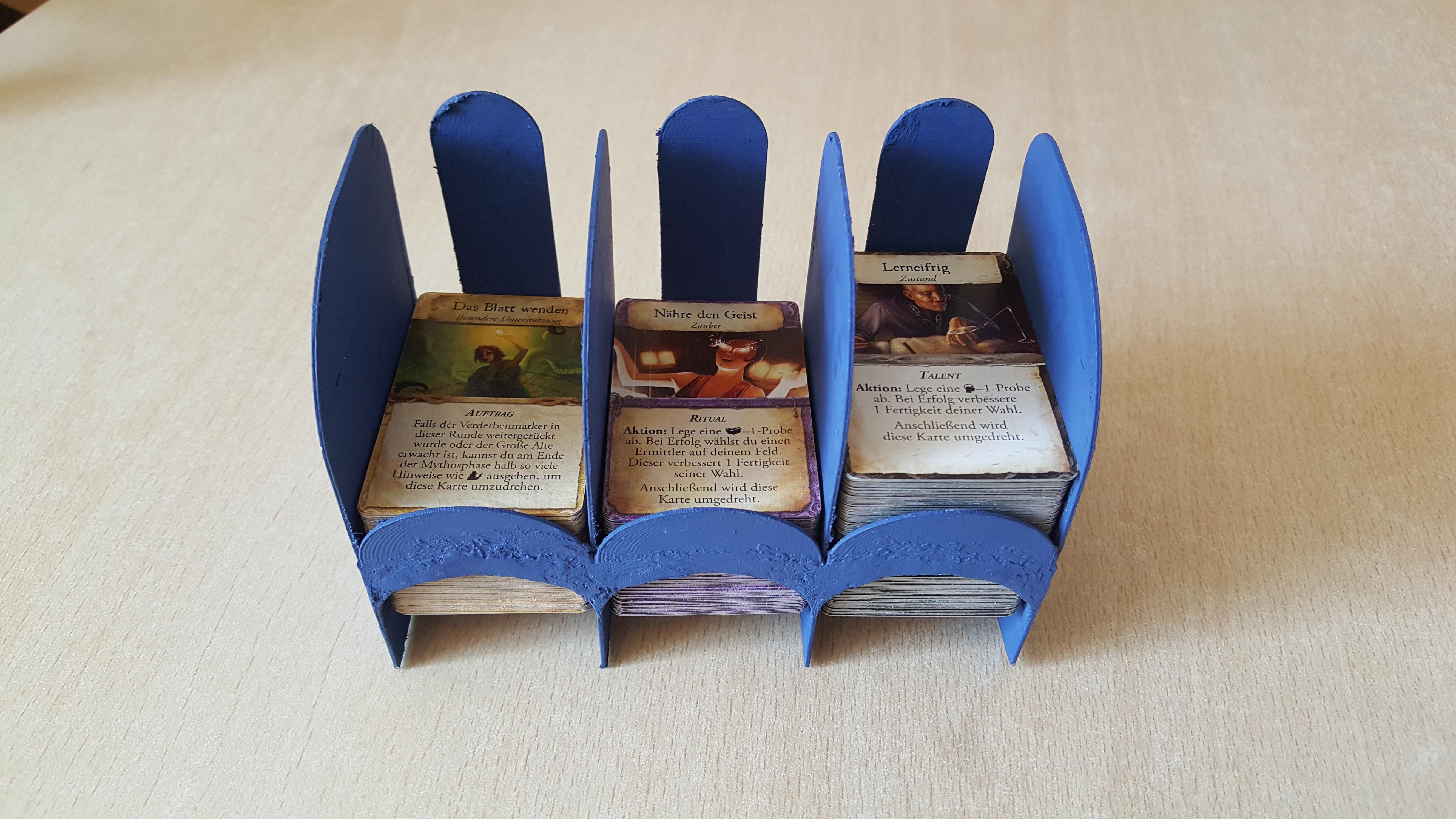 "Draw from bottom" card tray for Eldritch Horror