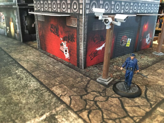 Miniature Surveillance Terrain (Pole, Wall Mount, & Ceilingl Cameras, Exit Sign) | 3d print model