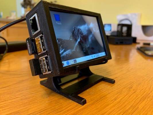 Raspberry Pi Case and Adjustable Stand for Waveshare 3.5"_RPi_LCD_(B) | 3d print model