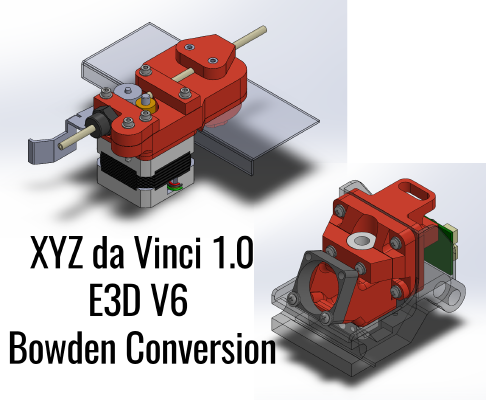 XYZ da Vinci 1.0 E3D V6 Bowden complete conversion (no drilling, no cutting) (updated 3_8_17) | 3d print model