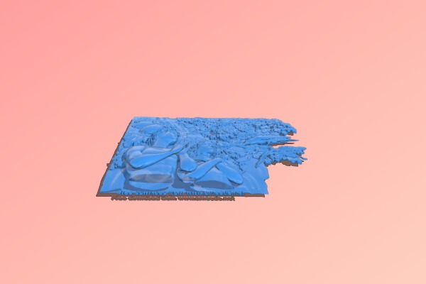 Painting of a man and a woman with a crow | 3d print model