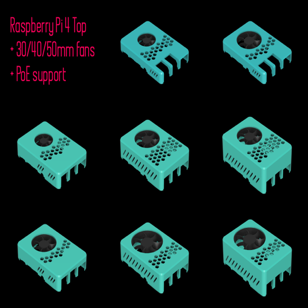 Hazi's Raspberry Pi 4 Case Top + Easy Fan Mount _ PoE-Hat Support