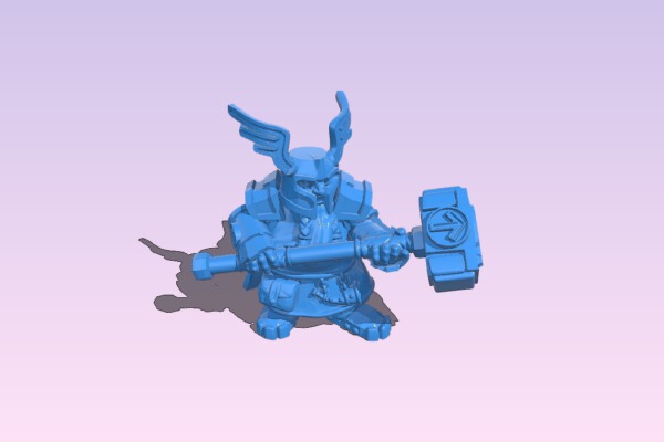 Warrior dwarf with two-handed hammer (remastered) | 3d print model