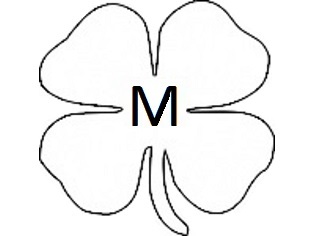 Four Leaf Clover Hollow Stamp with Letter M