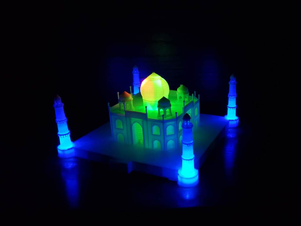 Taj Mahal with cut-outs to later retrofit LED lights.
