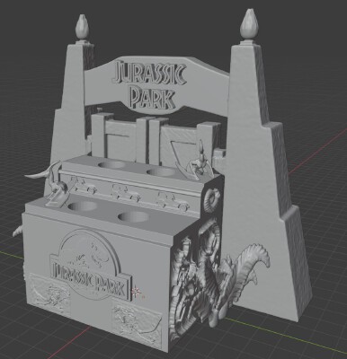 Compact Jurassic Park Pen Holder | 3d print model