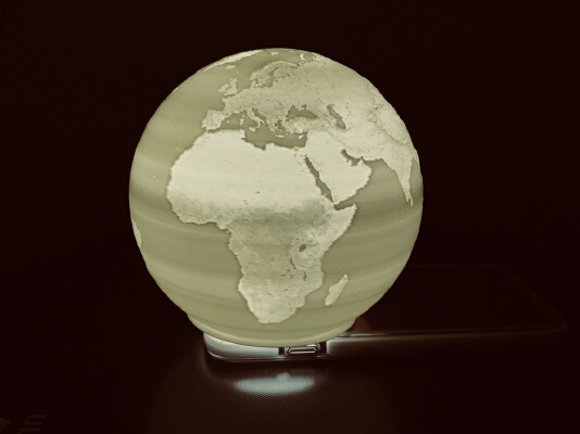 Spherical Lithophane - World Map 12cm remix | 3d print model