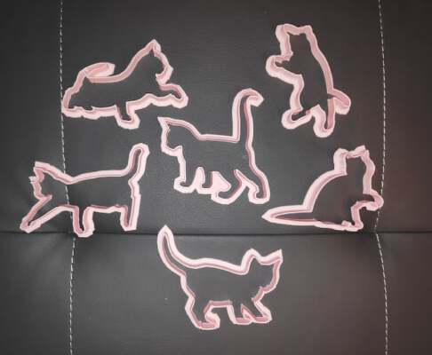 Thinner cat cookie cutters - 6 pack | 3d print model