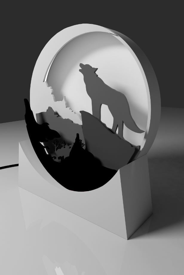 Base and back pieces for the howling wolf light box