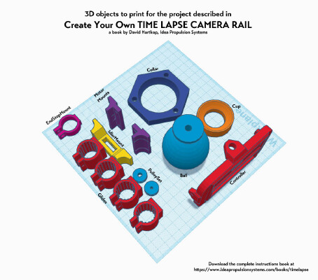 Objects for the project described in the book Create Your Own TIME LAPSE CAMERA RAIL | 3d print model