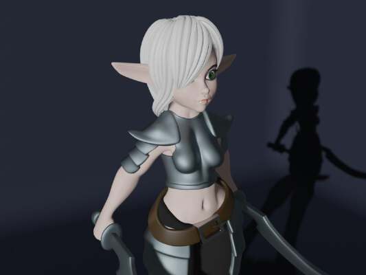 Fighter Female Elf or Goblin Girl | 3d print model