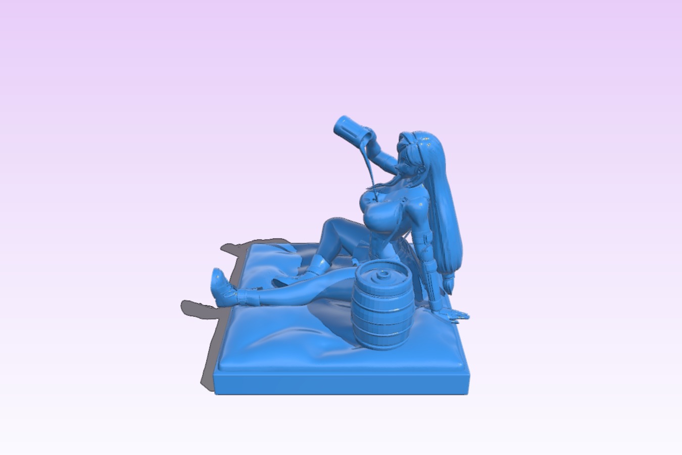 Girl sitting drinking beer B0012383 3d model file for 3d printer