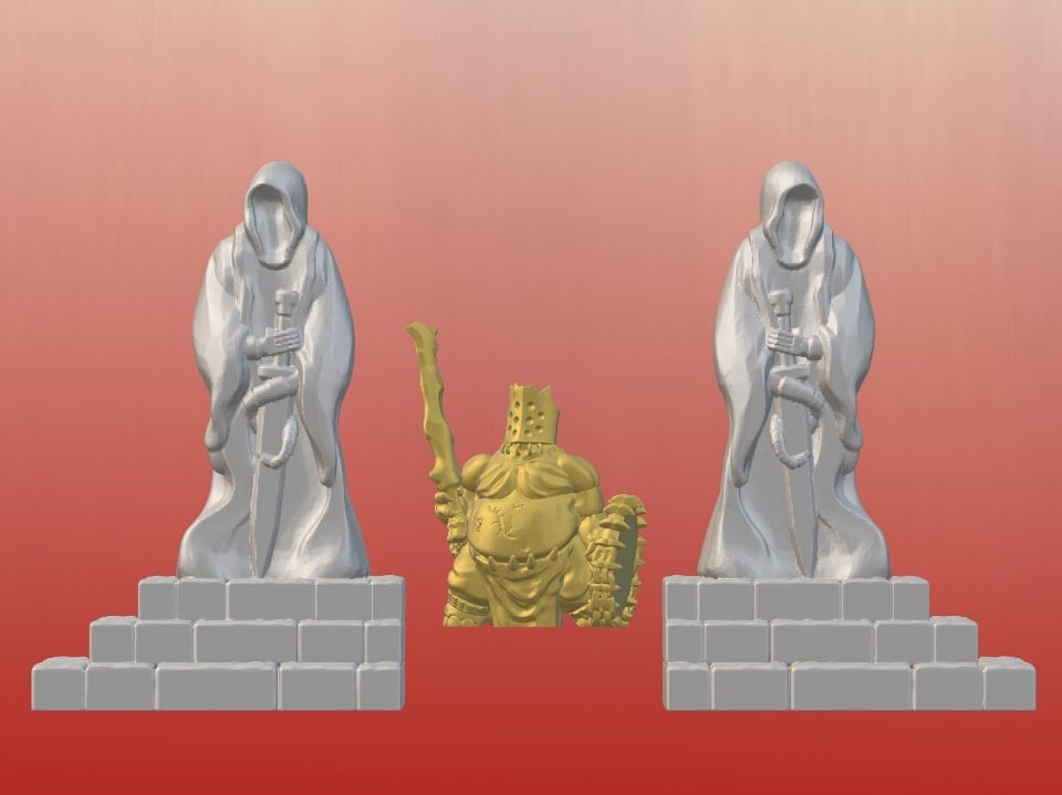 Dark Gothic Corner Statues (28mm_32mm scale)