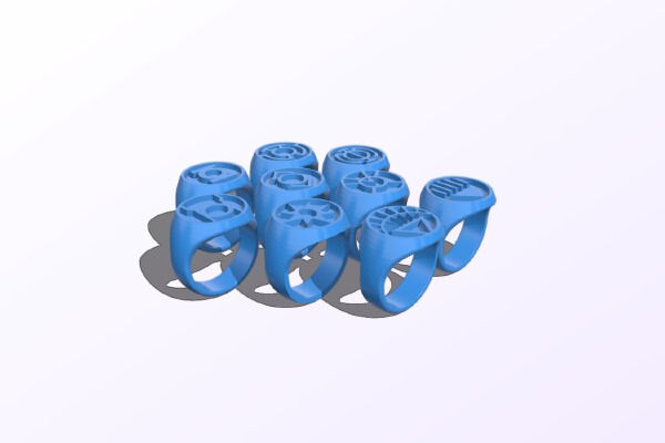 Green Lantern Inspired and All Corps Rings | 3d print model