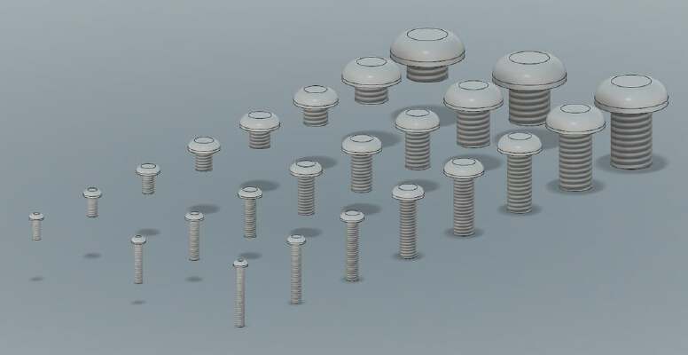 Metric Button Head Screw, f3d, stp and STL Files (M2-M10) | 3d print model