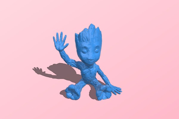Baby groot waving planter with pee hole | 3d print model