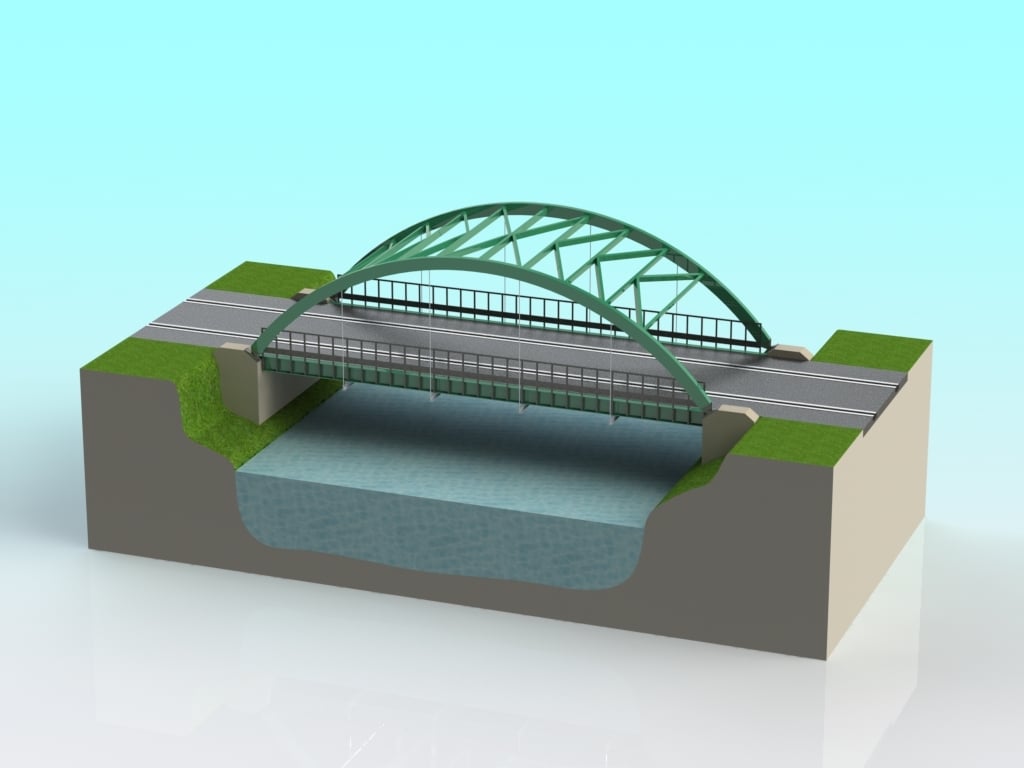 1:32 scale slot car Truss Arch suspension bridge