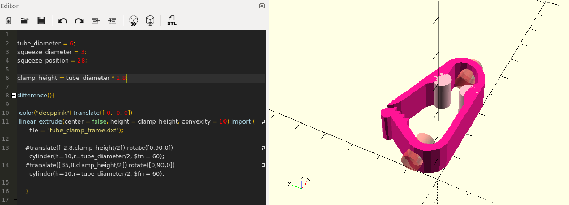 Parametrized Tube Clamp | 3d print model