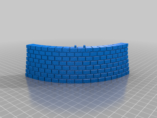 Cut Stone Separate Wall Foundation Curved - OpenLock | 3d print model