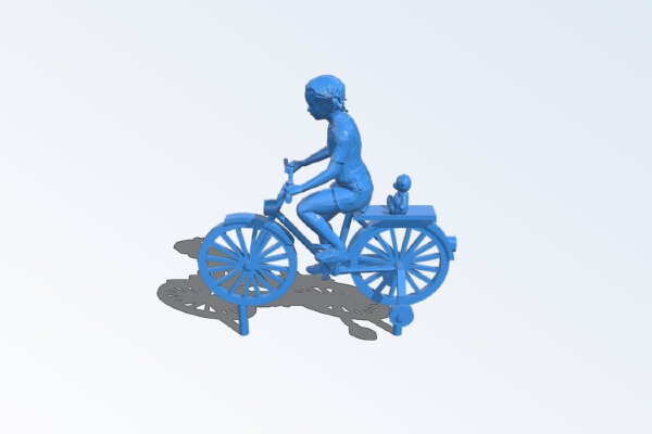 Girl with bike and teddy bear | 3d print model