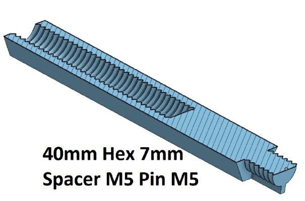 Hex 7 Spacer, Standoff 10, 20, 30, 40, 50, 60, 70, 80, 90, 100 mm; M5 Pin M5 | 3d print model