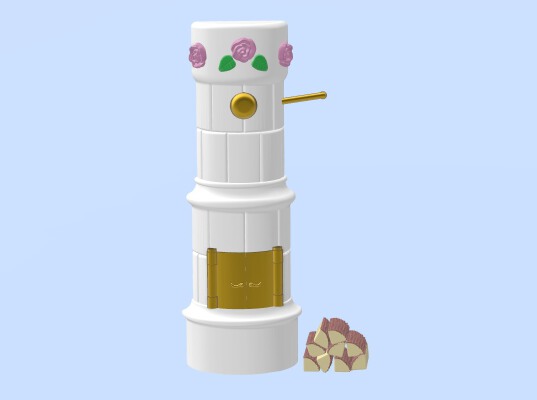 Tiled Stove with and without rose decoration | 3d print model