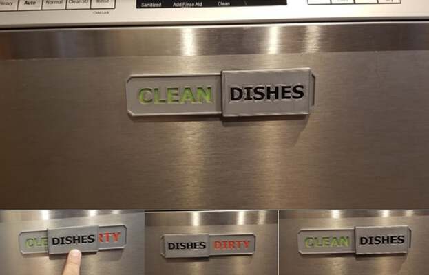 Clean Dishes, Dishes Dirty, dishwasher sliding sign | 3d print model