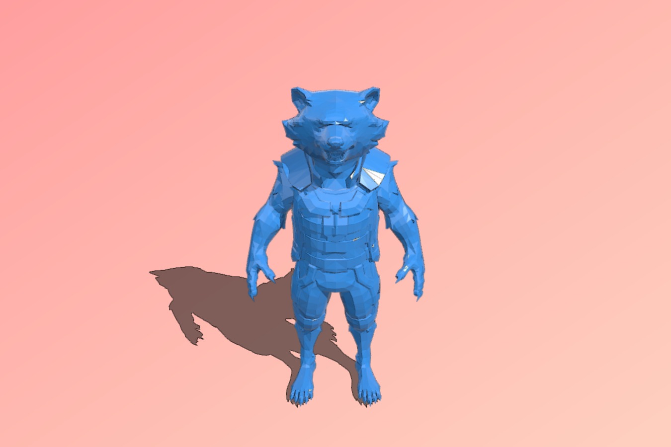 Rocket Racoon with his arms down