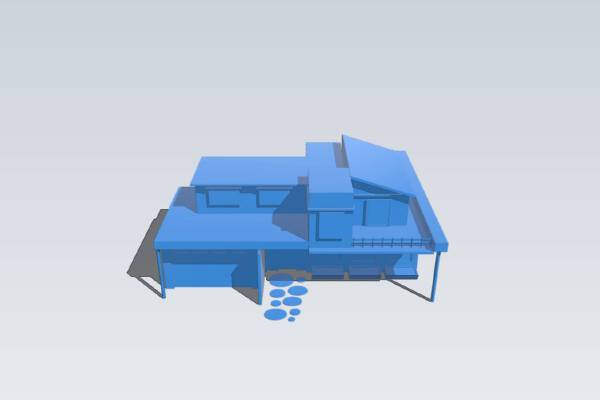 two-story house with balcony | 3d print model