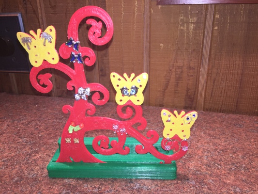 tree with three butterflies jewelry holder | 3d print model