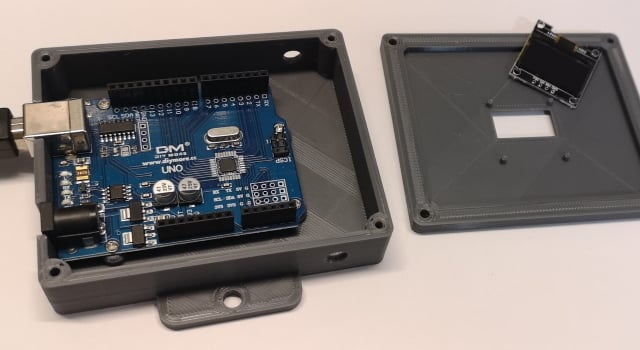 Arduino case with mounting flaps and lid SSD1306 OLED display | 3d print model