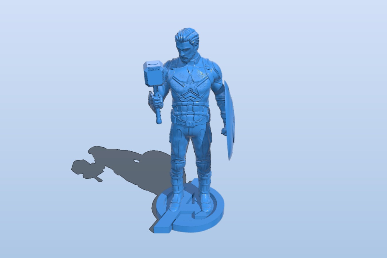 Captain America Holding Mjolnir (Thor's Hammer)