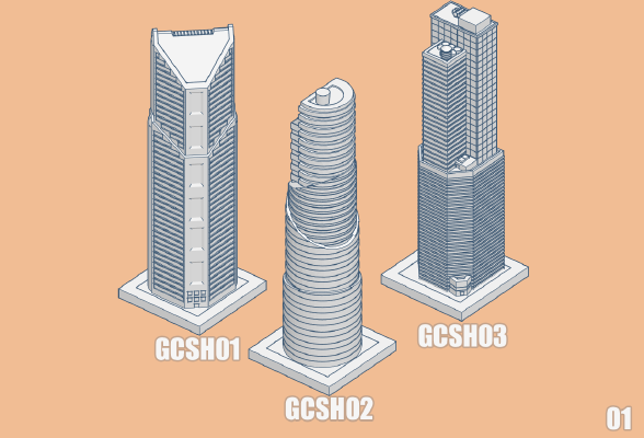 GreebleCity Set 05: Skyscrapers and High-rises | 3d print model