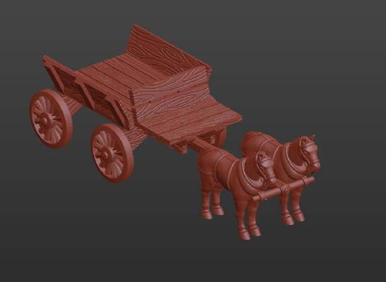 Horse-Pulled Wagon | 3d print model