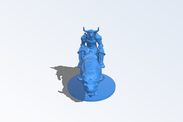 Minotaur Fighter on a Buffalo | 3d print model