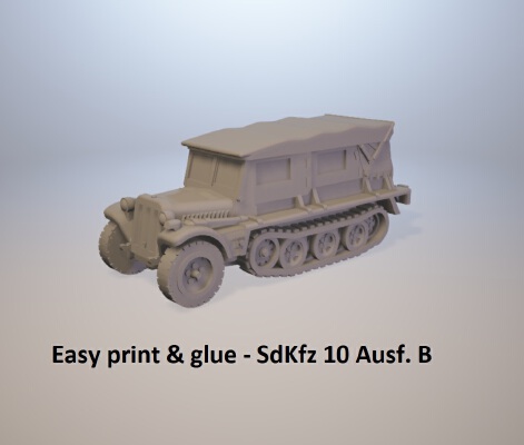 Easy print & glue - SdKfz 10 Ausf. B closed | 3d print model