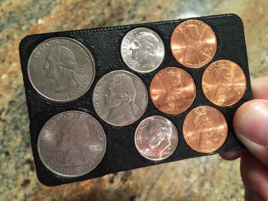 The $1 Coin Card - Always carry exact change in your wallet! | 3d print model