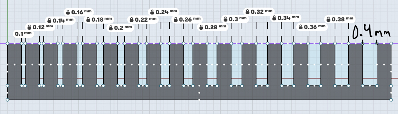 Tiny Tolerance Test for 0.4mm Nozzle 0.1-0.4mm Incremental by 0.02mm | 3d print model