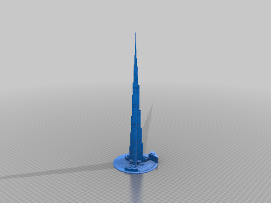 Burj Khalifa tower-Including the name and height of the building at the base | 3d print model