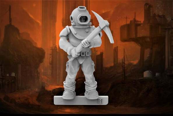 Space Miner _ Prospector with Pickaxe - 28mm Fantasy Miniature | 3d print model