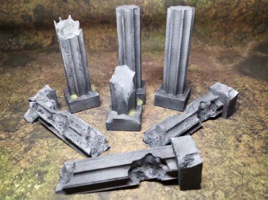 Greek Columns Complete Fallen and Broken | 3d print model