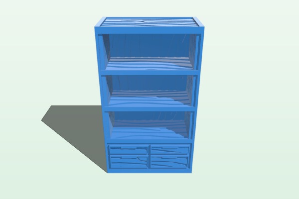 OpenDungeonTiles: Dungeon Dressing: Bookshelf w Drawers | 3d print model