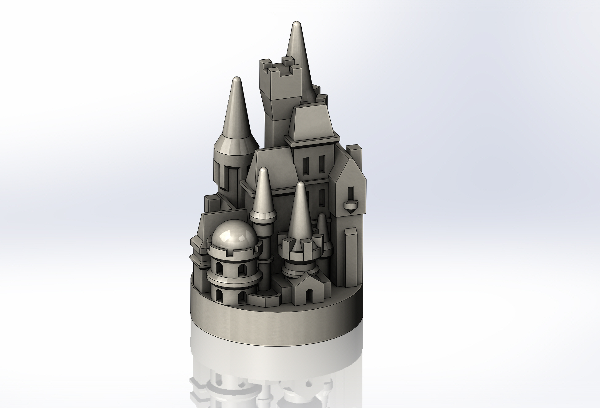 3D Catan Round Game Pieces (City_Settlement_Road_Wall)