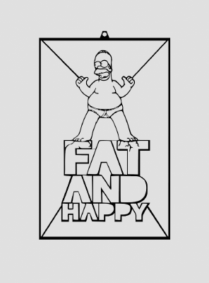 Homer Simpson - Fat And Happy - Wallart | 3d print model