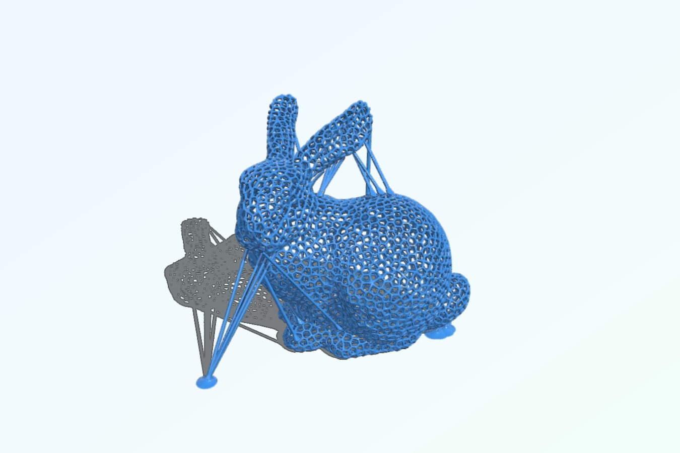 Easter Bunny Voronoi with support. Lapin Voronoi avec support